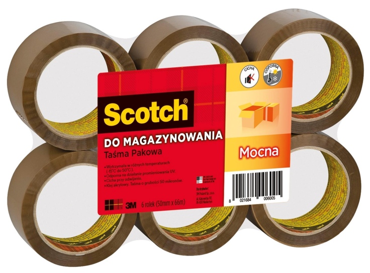 Taśma klejąca pakowa 3M Scotch 309 akrylowa brązowa 50mm x66m 1szt.