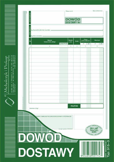 Dowód dostawy MiP 315-3 A5