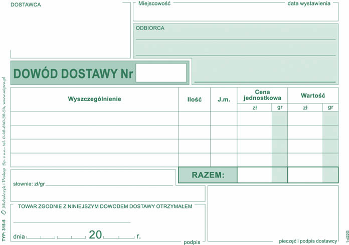 Dowód dostawy MIP 315-5 A6