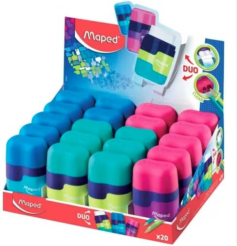 Temperówka z gumką Connect kolorowa 2 otwory 049221 Maped