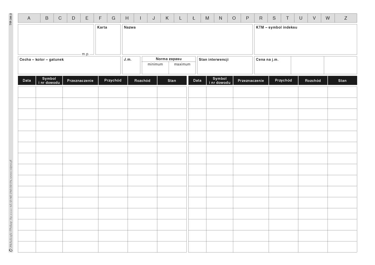 Kartoteka magazynowa MiP 344-3 A5