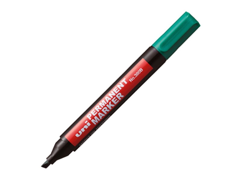 Marker permanentny ścięty 380B Uni zielony