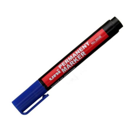 Marker permanentny ścięty 380B Uni niebieski