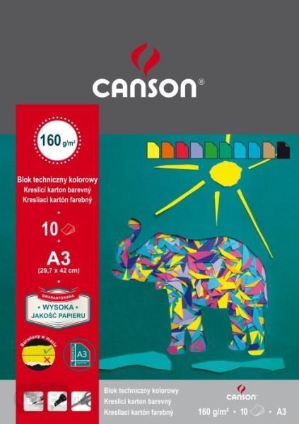 Blok techniczny Canson  A3/10k. 160g. kolorowy