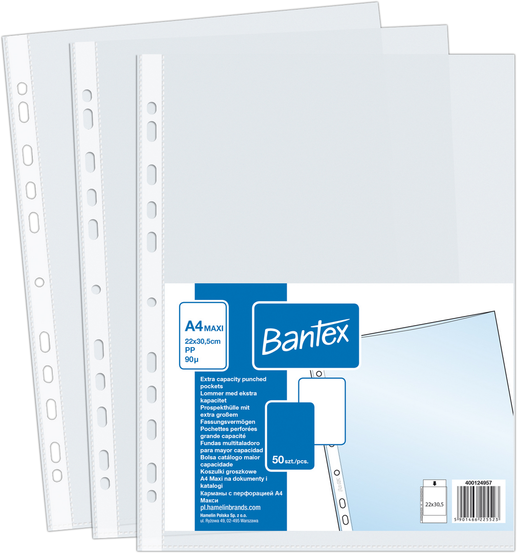 Koszulka A4/50 90mic maxi szeroka Bantex