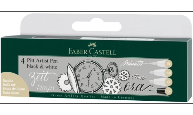 Zestaw pisaków Pitt Artist Pen black&white (4szt) w etui 167151FC