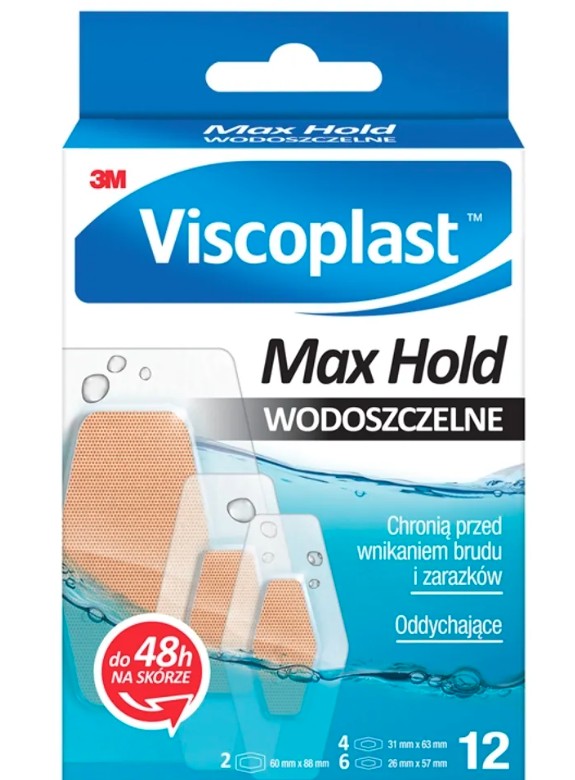 Plastry Viscoplast Max Hold wodoszczelne 3rozmiary 12 szt 7100227597 3M