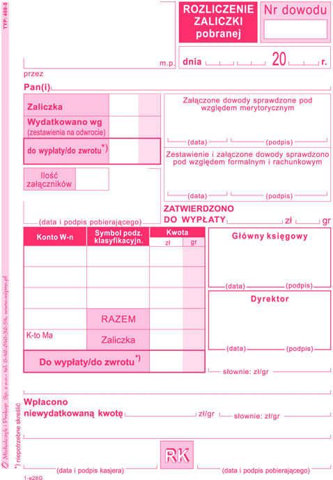 Rozliczenie zaliczki MiP 409-5 A6
