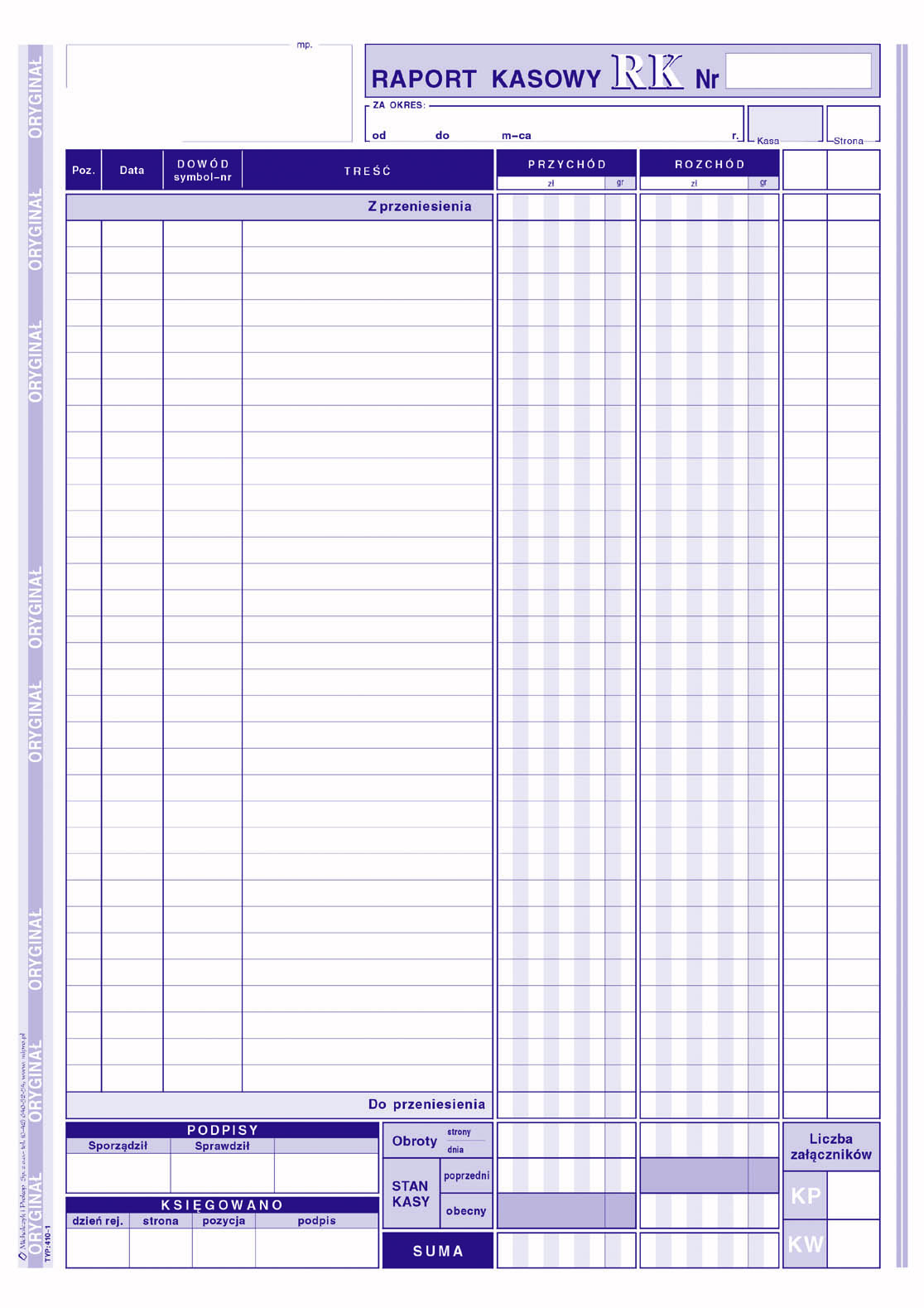 Raport kasowy MiP 410-1 A4