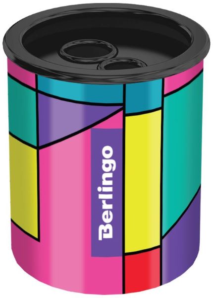 Temperówka metalowa 2 grubości z pojemnikiem Color Block Berlingo