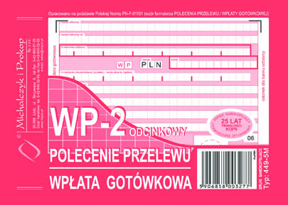 Polecenie przelewu - wpłata gotówkowa WP-2 MiP 449-5M A6