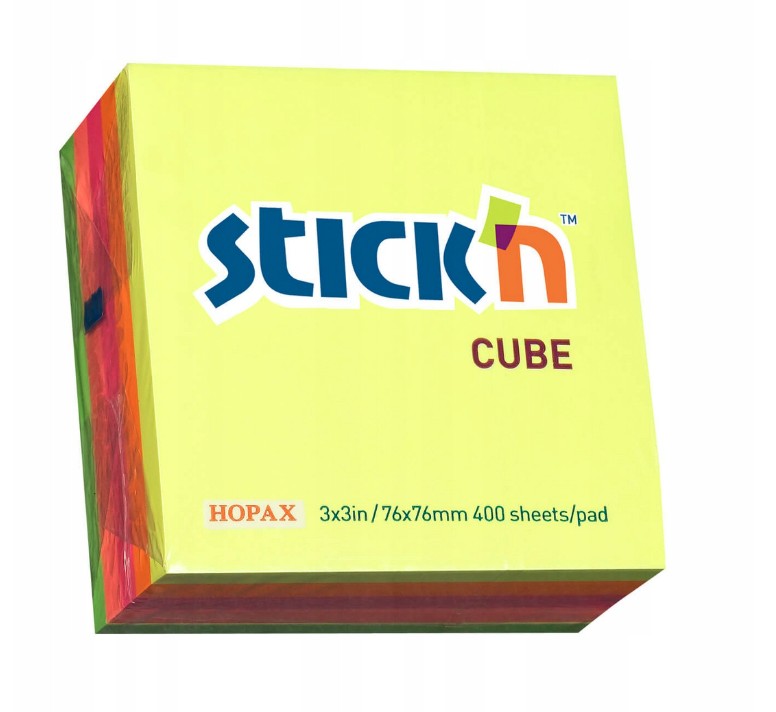 Kostka samoprzylepna 76x76 400k. kostka mix 5kol. neonowych Stick"N