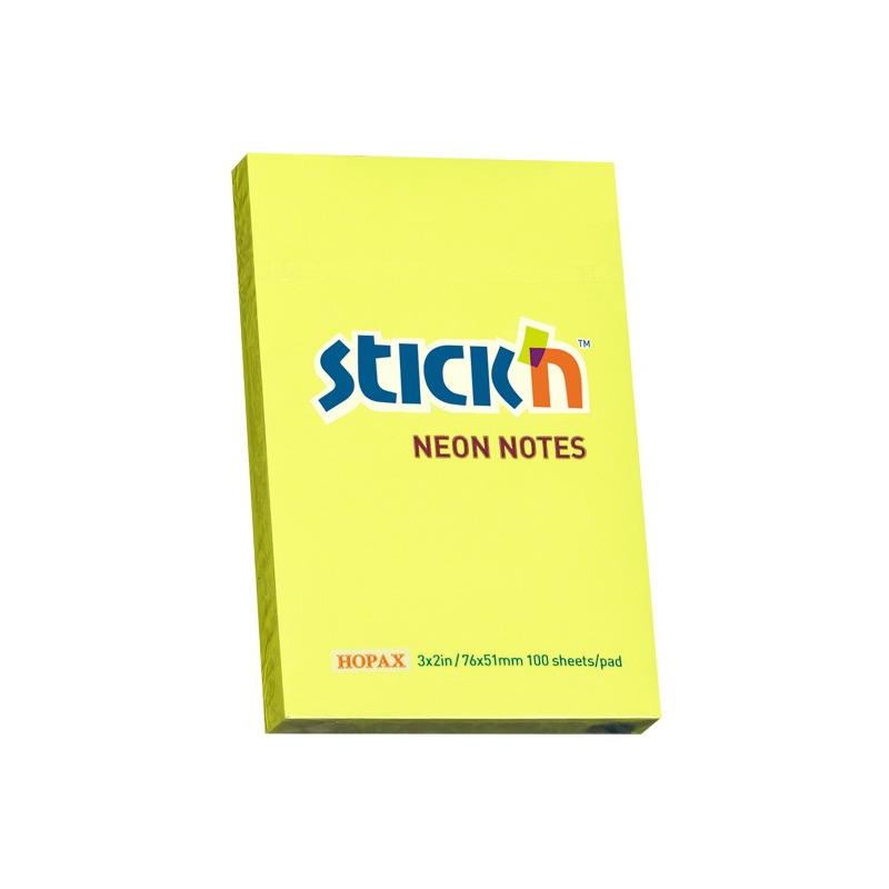 Notes samoprzylepny 76x51 100k. neonowy żółty Stick"N