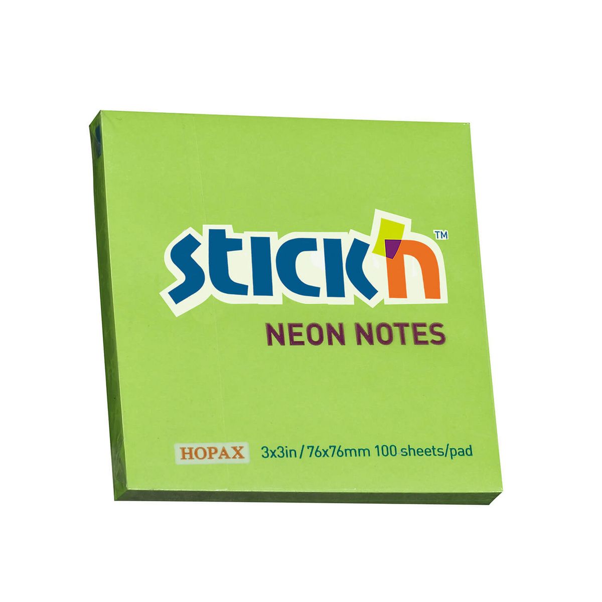 Notes samoprzylepny 76x76 100k. neon zielony Stick"N