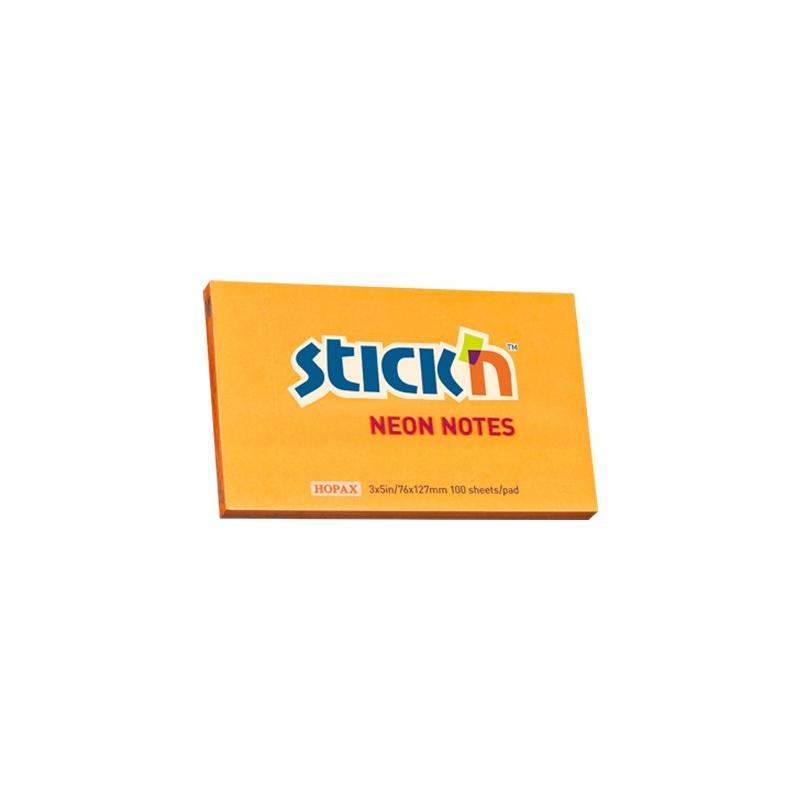 Notes samoprzylepny 127x76 (100k). neonowy pomarańczowy Stick"N