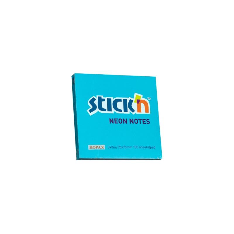 Notes samoprzylepny 76x76/100k. neon niebieski Stick"N