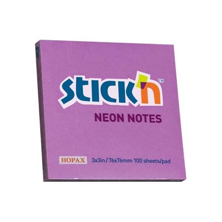 Notes samoprzylepny 76x76/100k. neon fiolet Stick"N
