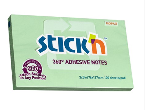 Notes samoprzylepny 127x76 100k. 360° zielony