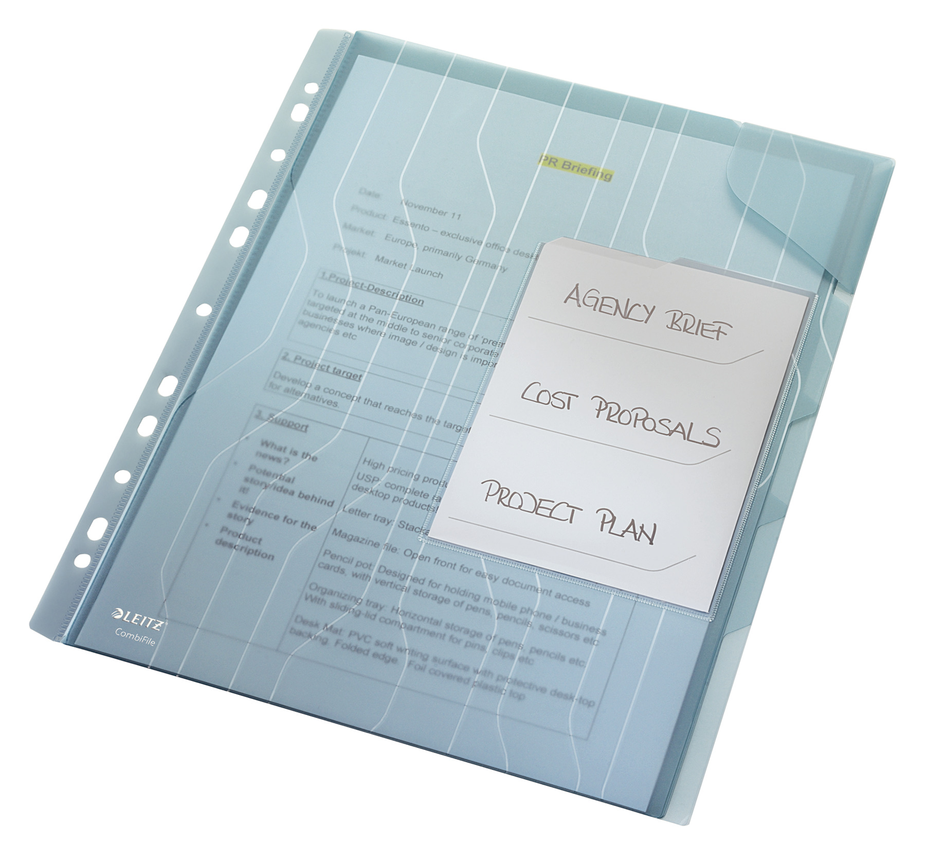 Folder ofertowy z przekładkami Leitz CombiFile A4/3szt. niebieski 200mic.