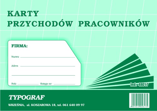 Karta przychodów pracownika Typograf A4