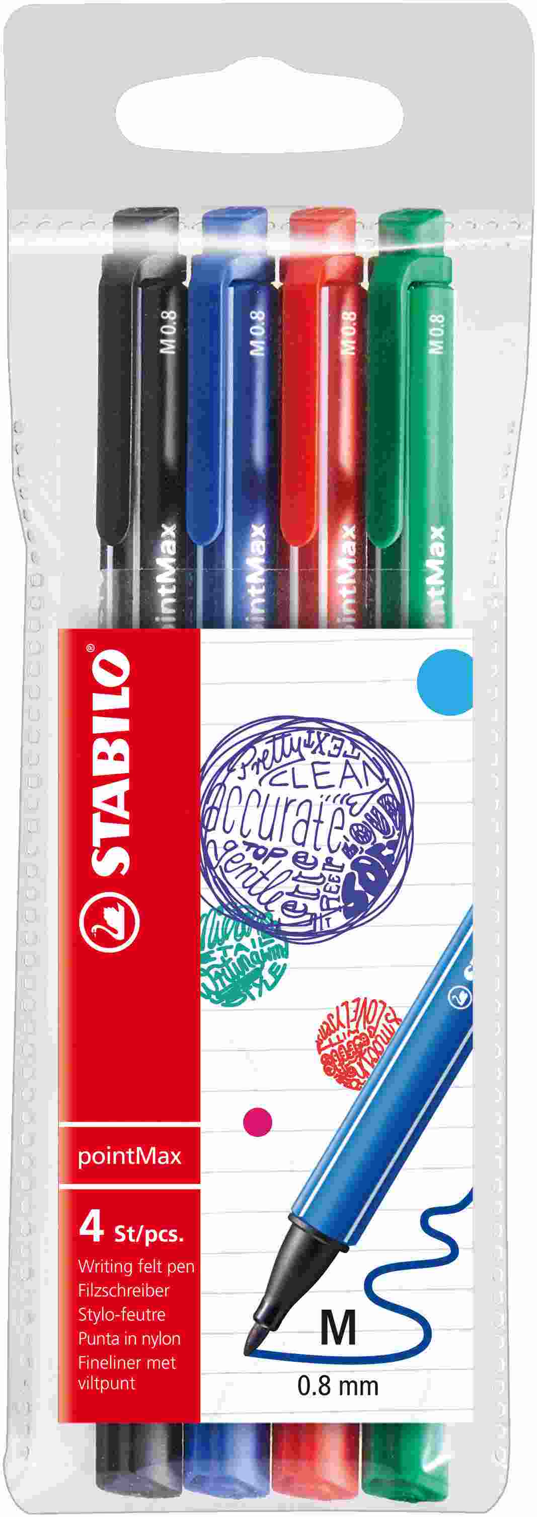 Cienkopis Pointmax Stabilo 4szt etui