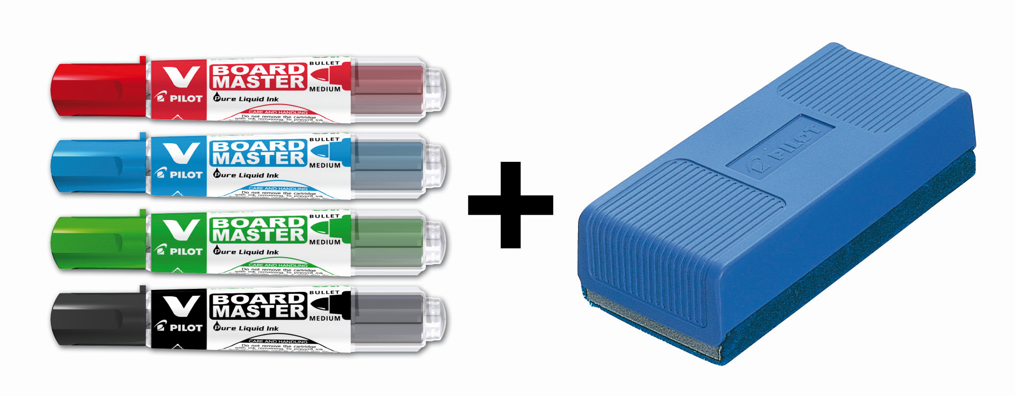 Markery suchościeralne V Board Master komplet 4szt. + gąbka magnetyczna