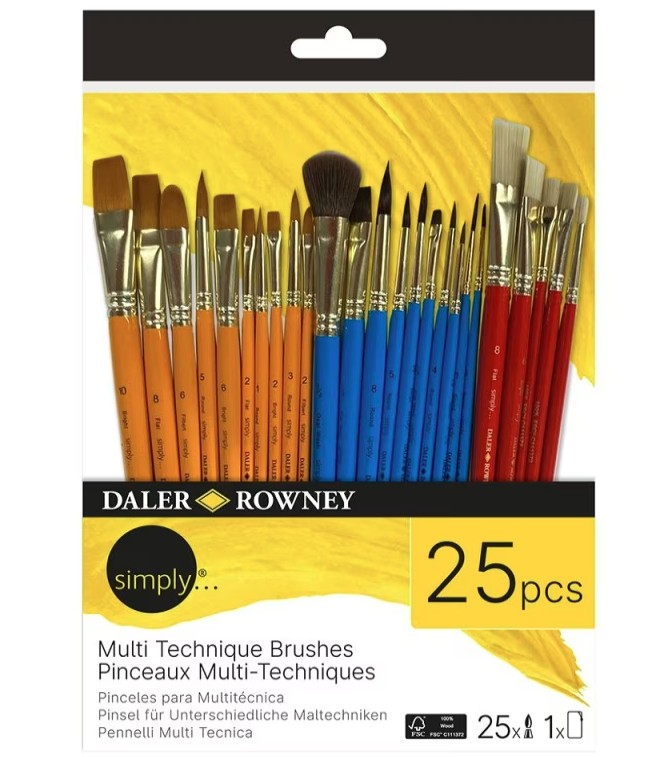 Zestaw pędzli syntetycznych 25 sztuk Daler Rowney simply multi technique 216720025 Fila