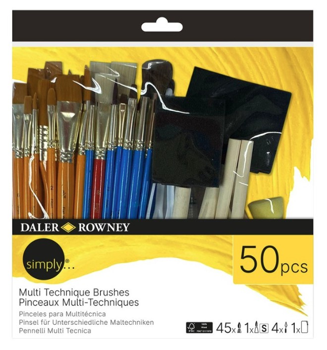 Pędzle Multi Technique Simply Daler Rowney 50 sztuk 216750090