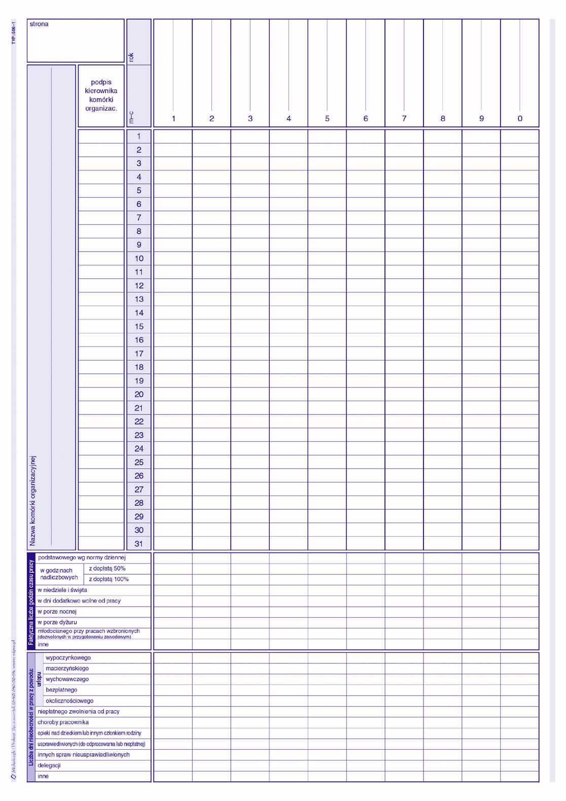 Lista obecności MiP 506-1 A4