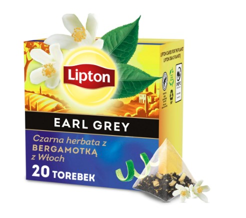 Herbata Lipton czarna Earl Grey z bergamotką 20 piramidek