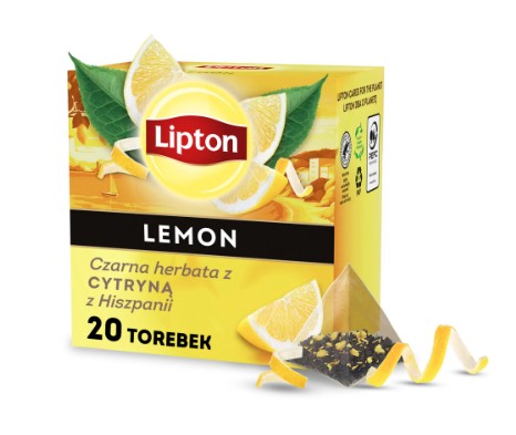 Herbata Lipton czarna z cytryną z Hiszpanii 20 piramidek