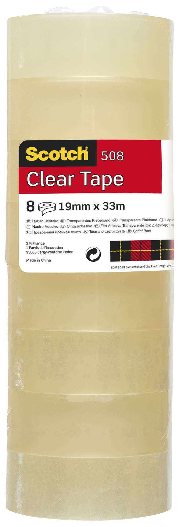 Taśma klejąca samoprzylepna 3M Scotch 508 przezroczysta 15mm x 33m 8 rolek