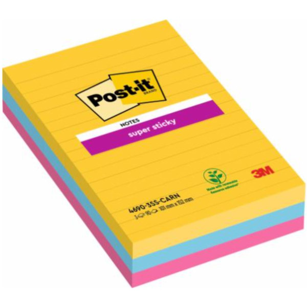 Karteczki samoprzylepne Post-it Super Sticky XXL Carnival 101x152mm 3x90k