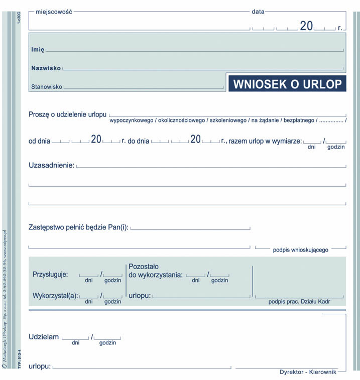 Wniosek o urlop MiP 513-4 2/3 A5