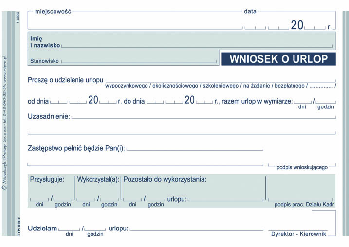Wniosek o urlop MiP 515-5 A6