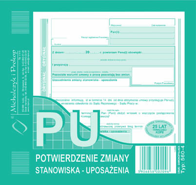 Potwierdzenie zmiany stanowiska - uposażenia PU MiP 560-4 2/3 A5