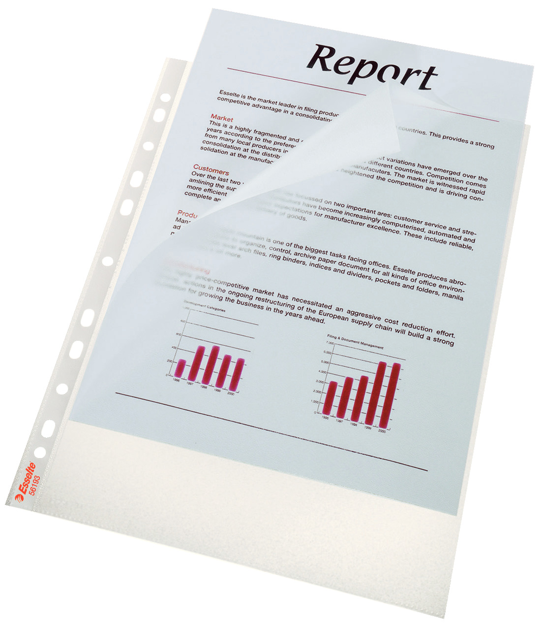 Koszulki na dokumenty Esselte A4 groszkowe 115mic 100szt.