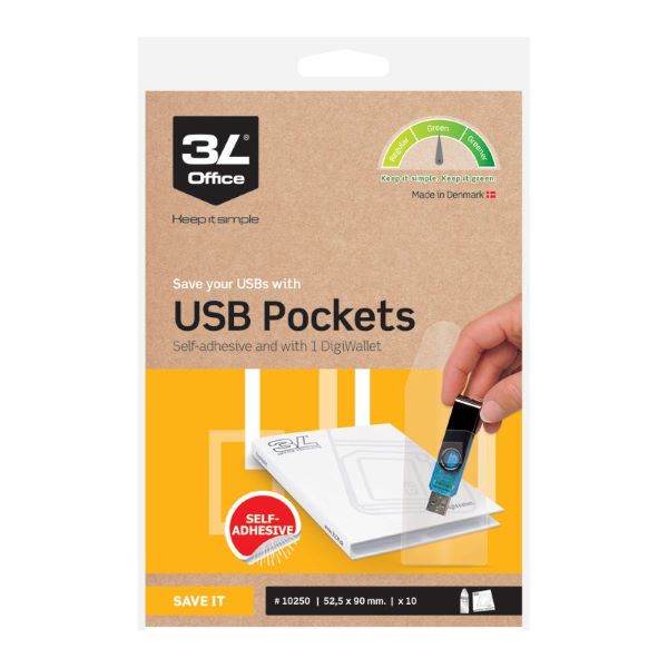 Kieszeń samoprzylepna 3L na USB 10szt 10250 3L