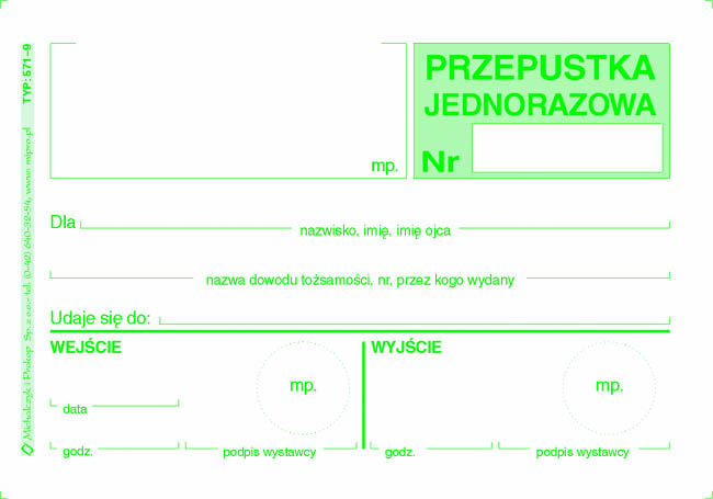 Przepustka jednorazowa MiP 571-9 A7