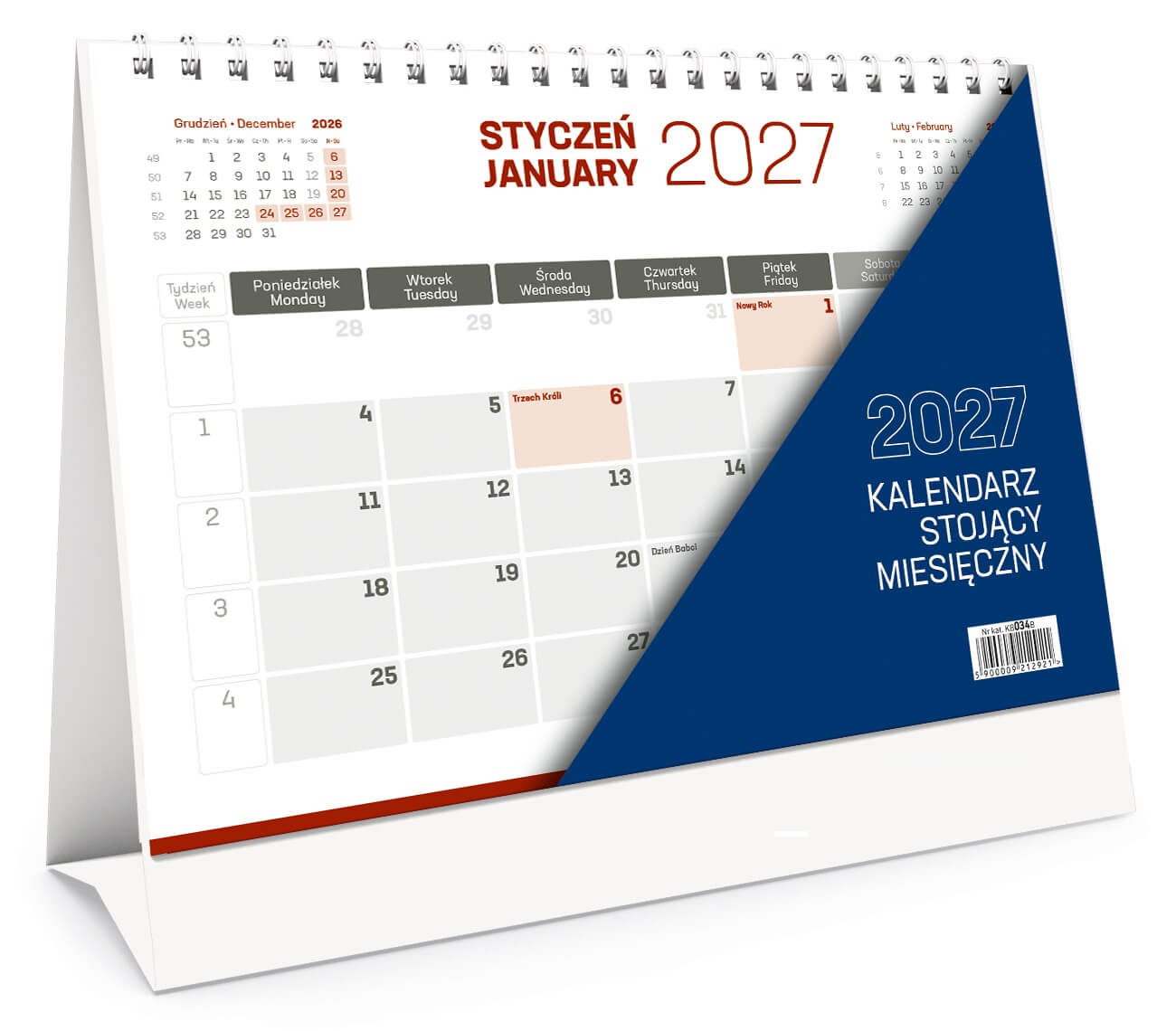 Kalendarz stojący poziomy miesięczny KB034B Wokół Nas