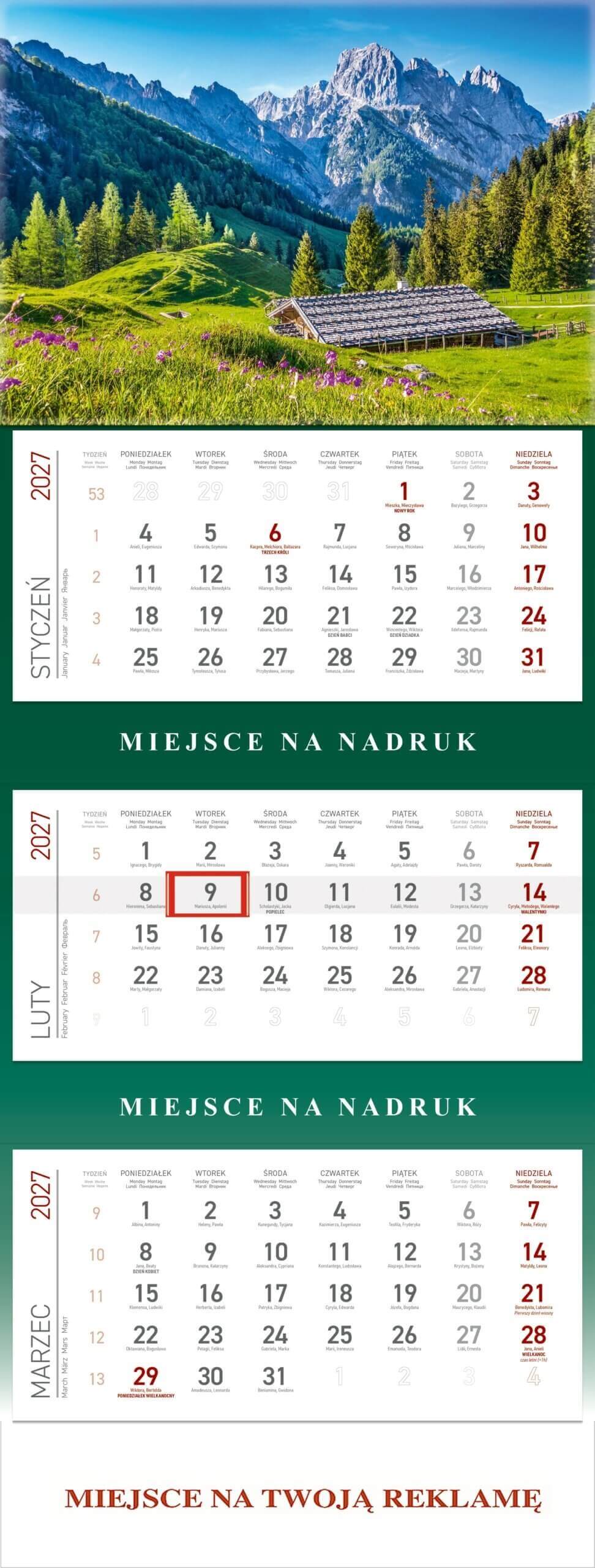 Kalendarz trójdzielny Góry KS055B Wokół Nas
