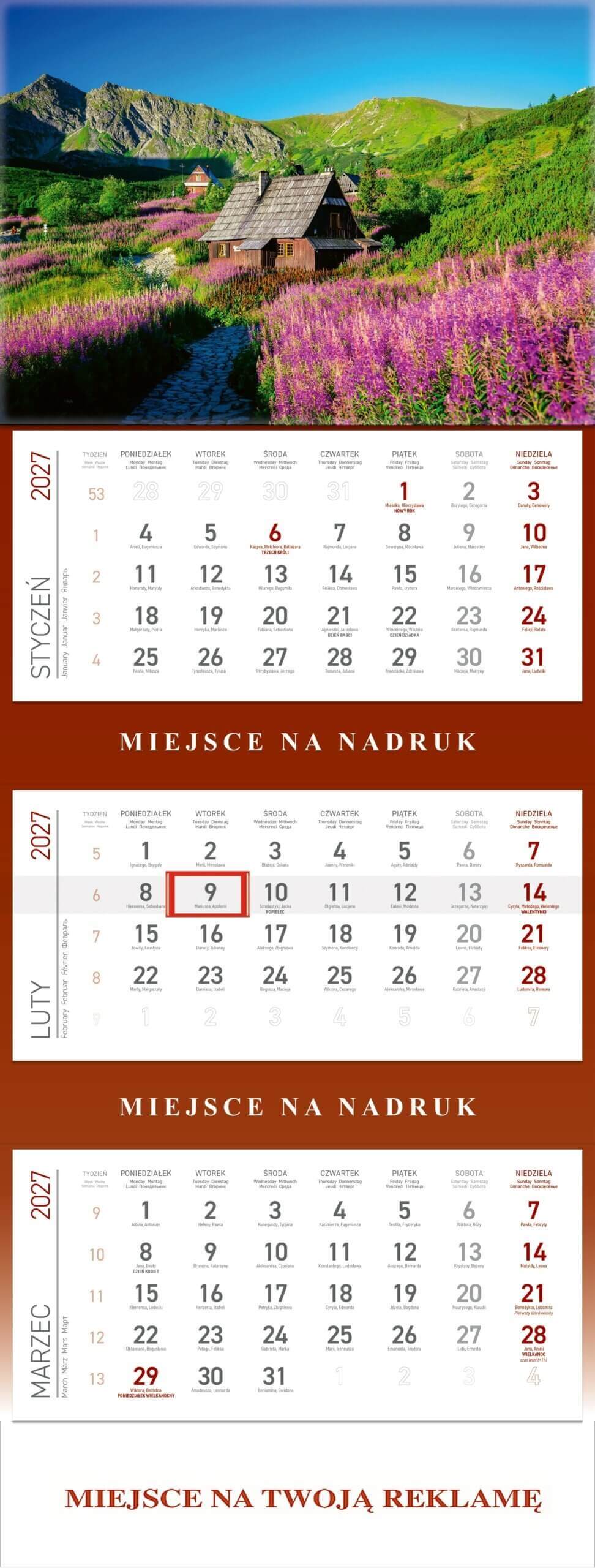 Kalendarz trójdzielny Hala Gąsienicowa KS055B Wokół Nas