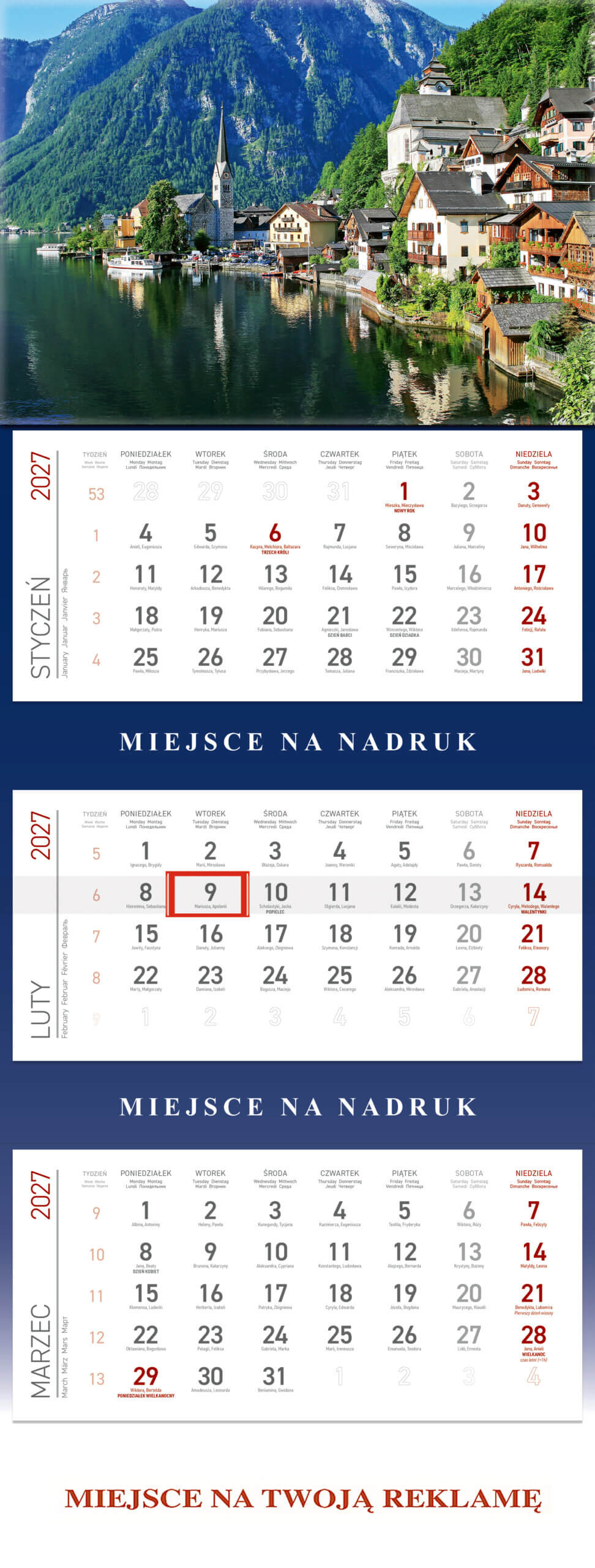Kalendarz trójdzielny Jezioro KS055B Wokół Nas