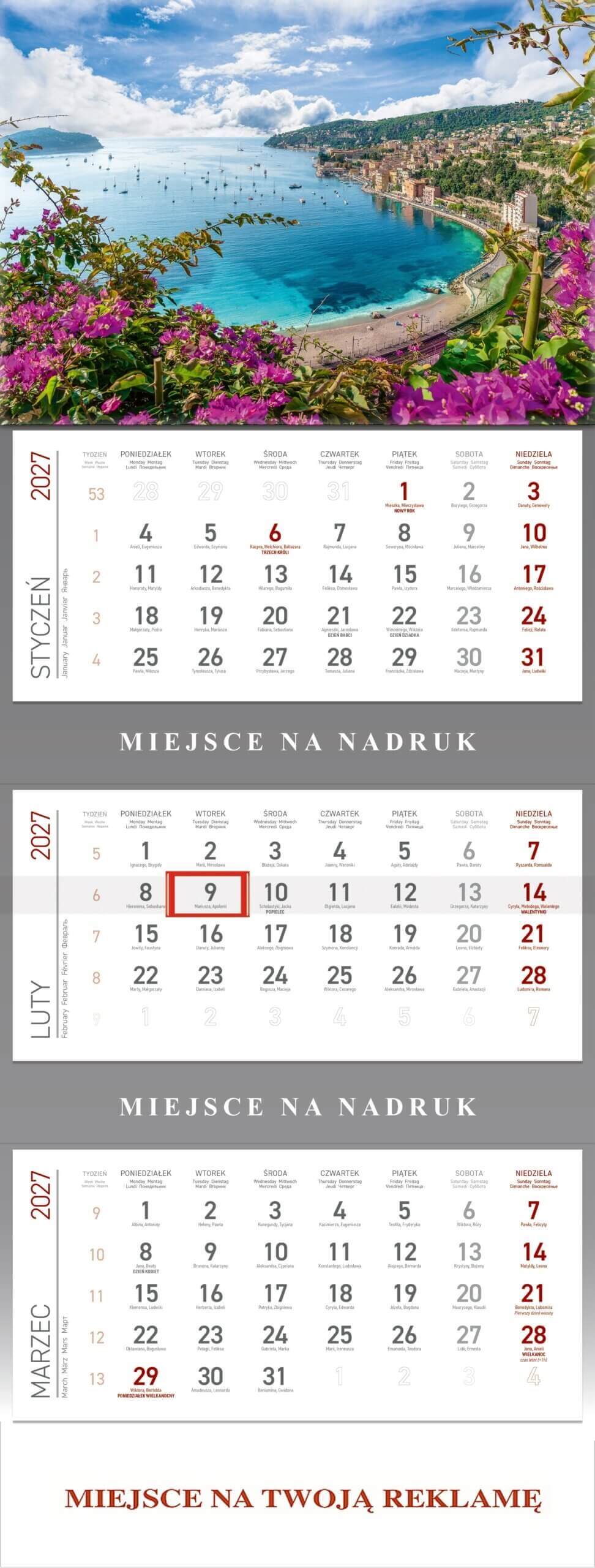 Kalendarz trójdzielny Lazurowe wybrzeże KS055B Wokół Nas