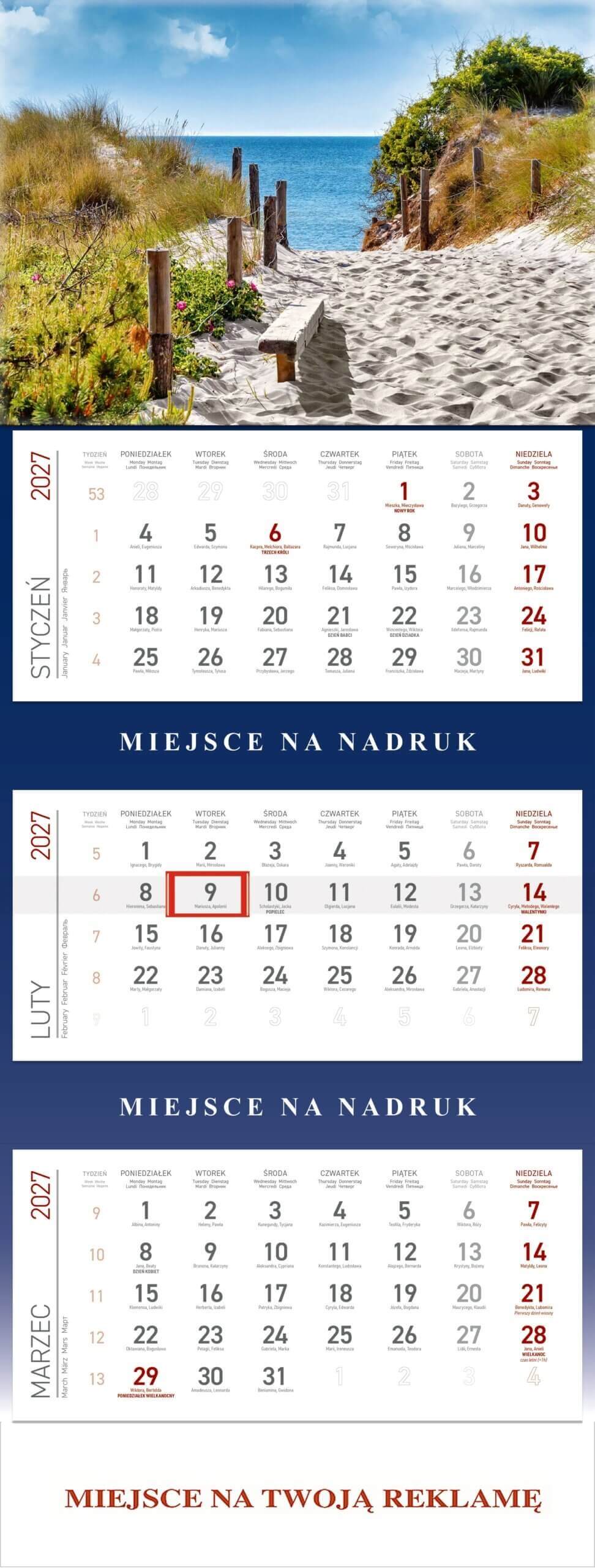 Kalendarz trójdzielny Morze KS055B Wokół Nas