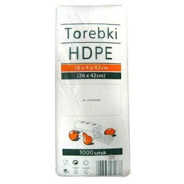 Torebki spożywcze HDPE 18x4x42 1000szt. (7mic)