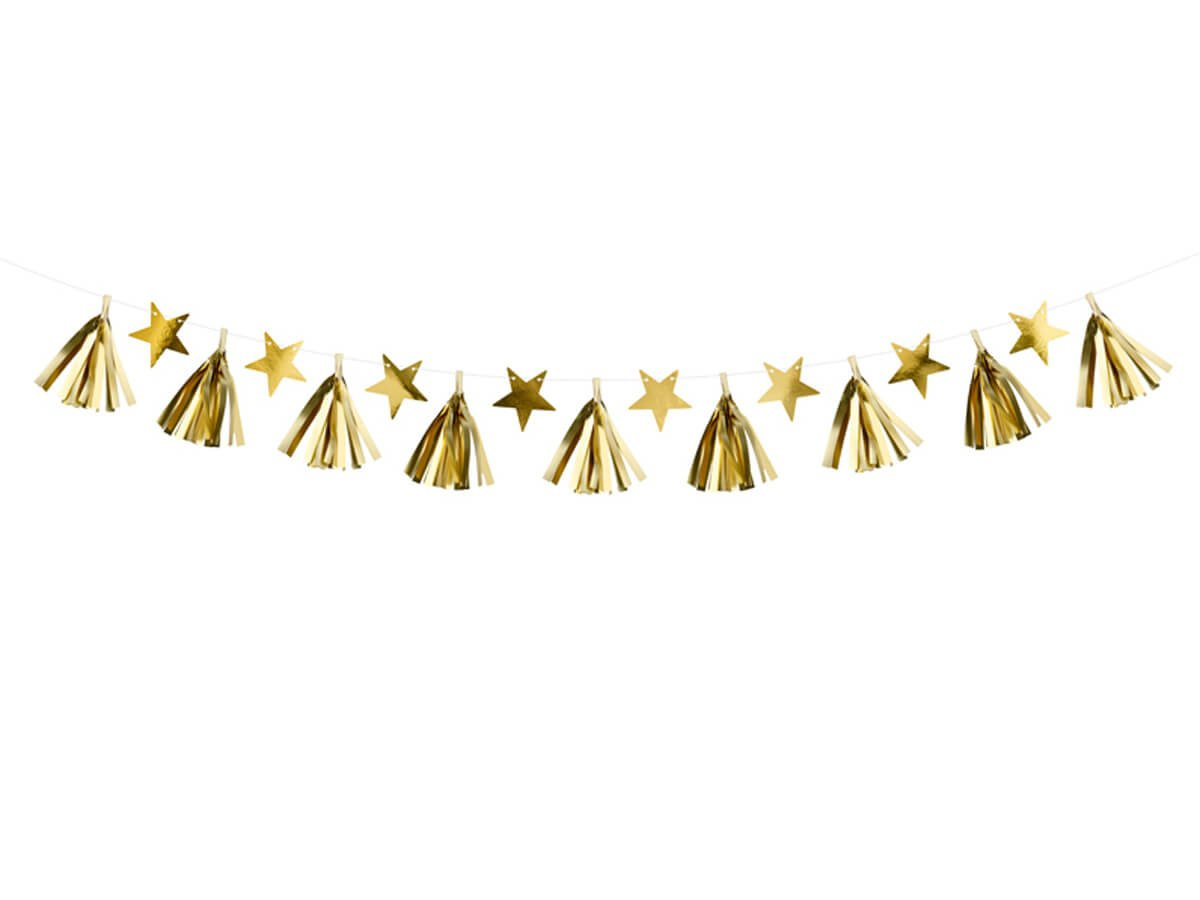 Girlanda papierowa Gwiazdy złoty 1,3m GL24-019ME PartyDeco