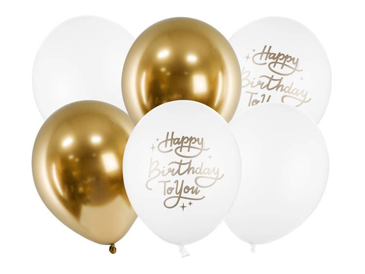 Balony gumowe 30cm Happy Birthday To You 6szt SB14P-305-000-6 PartyDeco