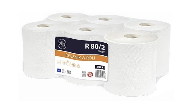 Ręcznik papierowy w roli Elliss R80/2 biały 3025 2-warstwowy (1szt)