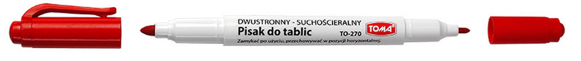 Marker dwustronny do białych tablic Toma TO-270 czerwony